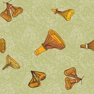 Seamless vector pattern of dchanterelle mushrooms