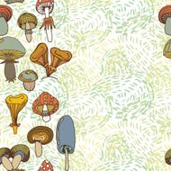 Seamless vector border of different mushrooms N5