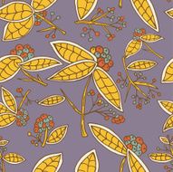 Cranberry vector pattern with leaves and berries N5