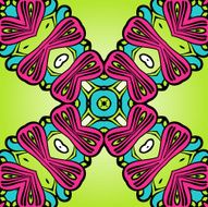 Oriental style seamless pattern in pink and green colors