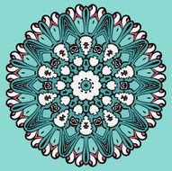 Colorful circle flower mandala background in light blue