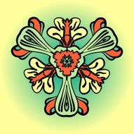 Stylized flower in orange and green color