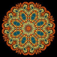 Mandala ornate pattern Vintage indian ornament on black