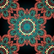 Red and green seamless ornamental pattern Vintage art element N2