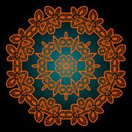 Mandala in outlines of ornage color Vintage vector art Design