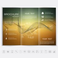 Tri-Fold Brochure mock up vector design bokeh background with waves N2