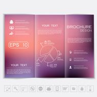 Tri-Fold Brochure mock up vector design unfocused bokeh background