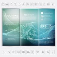 Tri-Fold Brochure mock up vector design background with waves