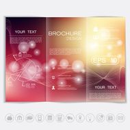 Tri-Fold Brochure mock up vector design waves and shiny elements N2