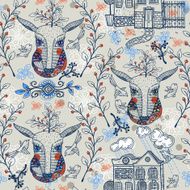 vector seamless pattern with cartoon deers N2