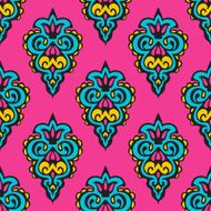 Pink floral damask vector design N2