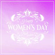 Happy Womens Day 8 March on unfocused floral background N3