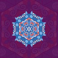 Blue mandala Oriental design over violet background