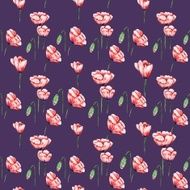 Dark Textile Pattern with Poppies