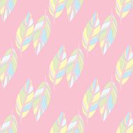 Seamless Pattern with Soft Feathers in Baby Colors
