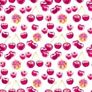 Beautiful seamless vector pattern with cherries N2