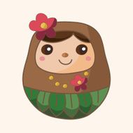 Matryoshka Russian traditional wooden doll theme elements N39