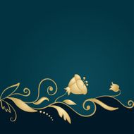 Golden floral ornament on green background