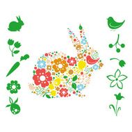 Easter card Cute bunny from floral elements