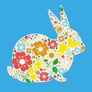 Easter card with bunny from flowers