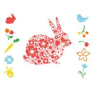 Easter bunny and floral elements