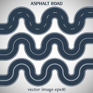 Set asphalt roads gray color with white marking