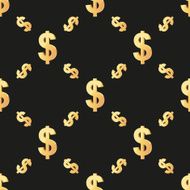 Universal vector seamless patterns tiling Finance theme with gold dollar N6
