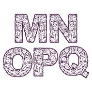 Retro drop caps with herbal ornament Beautiful font floral