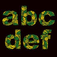 Stylish script with herbal ornament Lowercase letters decorated