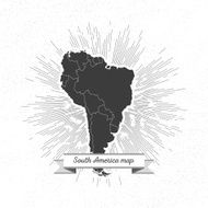 South america map with vintage style star burst retro element N2