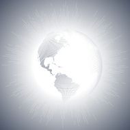 Dotted world globe with vintage style star burst retro element N2