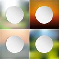 White paper round notes set on blurred background vector illustration