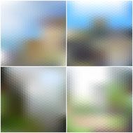 Vector set of nature blurred hexagonal unfocused backgrounds