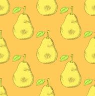 Sketch tasty pear in vintage style N2