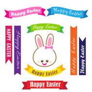 Collection of happy easter on ribbon tag