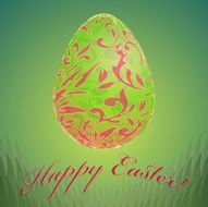 Colorful postcard with 3d egg floral pattern for Easter