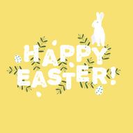 Happy Easter greeting card with flowers eggs and rabbit elements N2