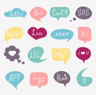 Colorful questions speech bubbles set in flat design with short N2