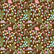 Vector Seamless Tileable Easter Background Pattern with Flowers