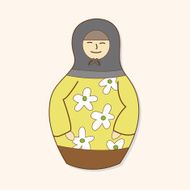 Matryoshka Russian traditional wooden doll vector pattern el N293
