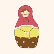 Matryoshka Russian traditional wooden doll vector pattern el N294