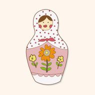 Matryoshka Russian traditional wooden doll vector pattern el N295