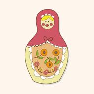 Matryoshka Russian traditional wooden doll vector pattern el N296