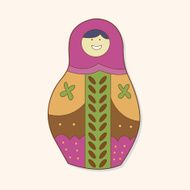 Matryoshka Russian traditional wooden doll vector pattern el N297
