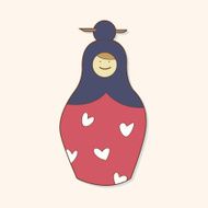Matryoshka Russian traditional wooden doll vector pattern el N298