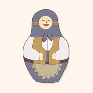 Matryoshka Russian traditional wooden doll vector pattern el N299