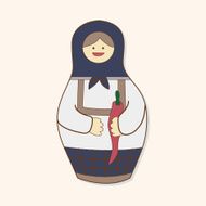 Matryoshka Russian traditional wooden doll vector pattern el N300