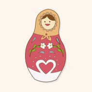Matryoshka Russian traditional wooden doll vector pattern el N301