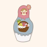 Matryoshka Russian traditional wooden doll vector pattern el N302