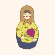 Matryoshka Russian traditional wooden doll vector pattern el N303